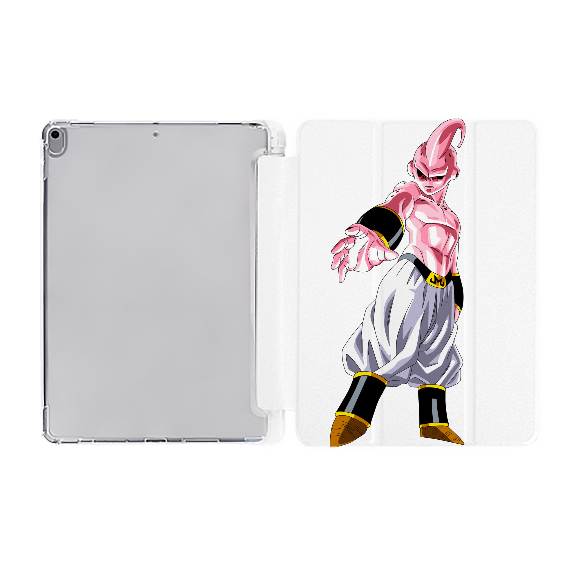 （画像用） ドラゴンボール 魔人ブウ DRAGON BALL Majin Buu IPad ケース ペン収納付き 三つ折りスタンド PUレザー×シリコン 対応機種9.5/10.5/10.9インチ